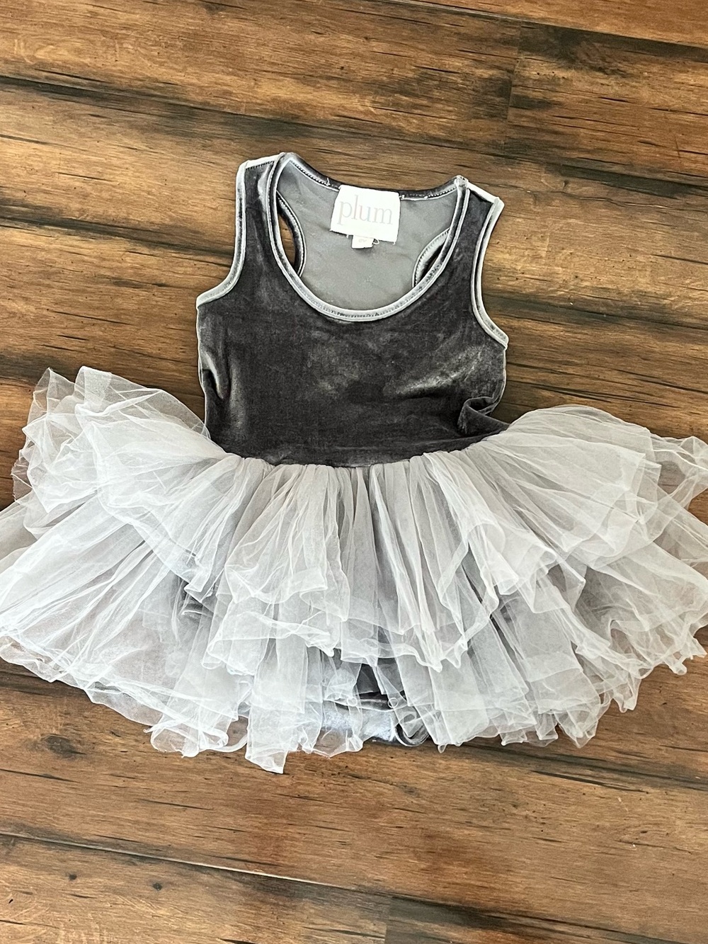 Plum Silver Gray Velvet Tutu Dress for Kids - Dance Costume
